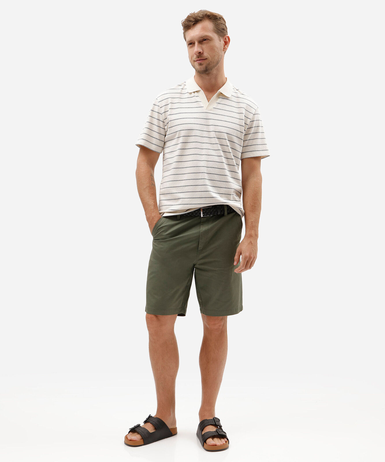 bermuda masculina reta chino verde