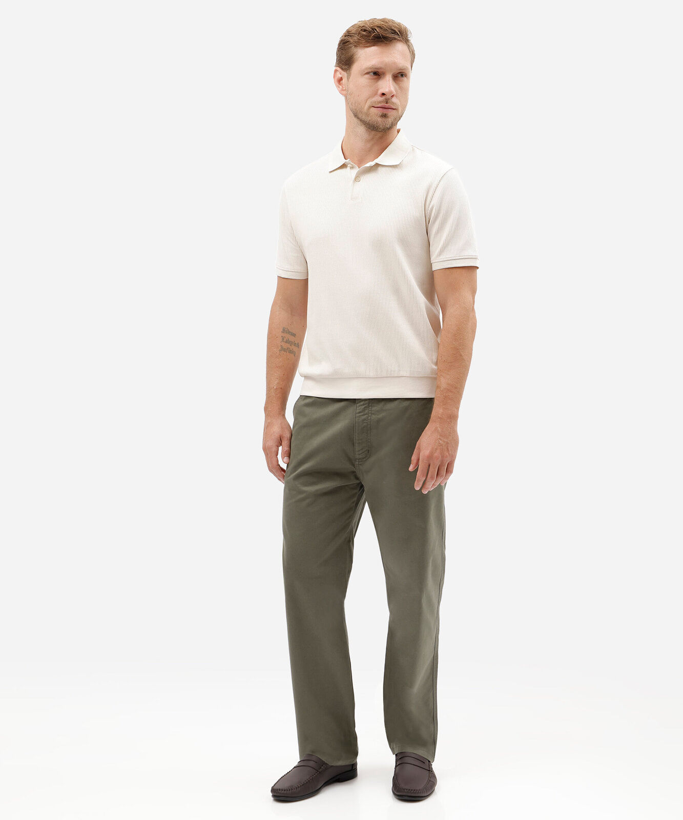 calça reta masculina de sarja verde