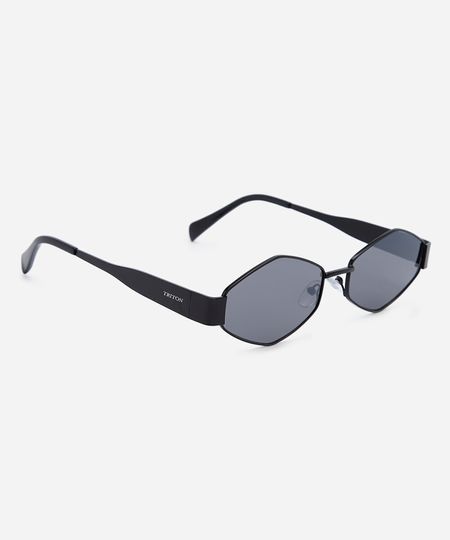 óculos de sol feminino oval de metal triton preto UNICO