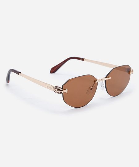 óculos de sol feminino oval de metal triton dourado UNICO