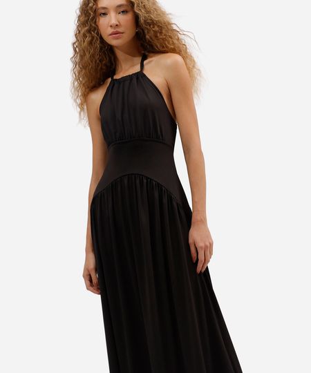 vestido midi feminino halterneck preto M