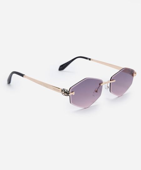 óculos de sol feminino oval de metal triton dourado UNICO