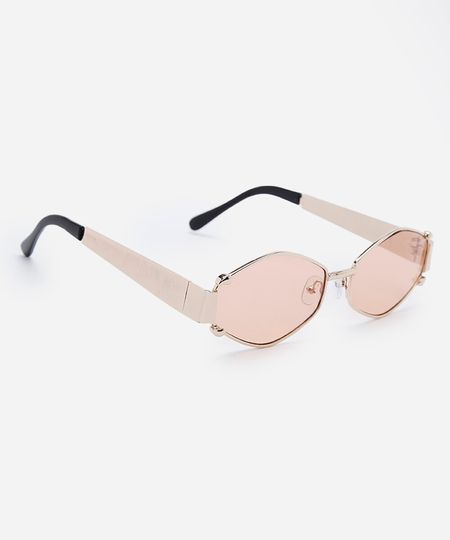óculos de sol feminino oval de metal triton dourado UNICO