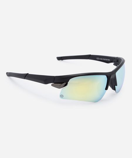 óculos de sol esportivo unissex de acetato preto UNICO