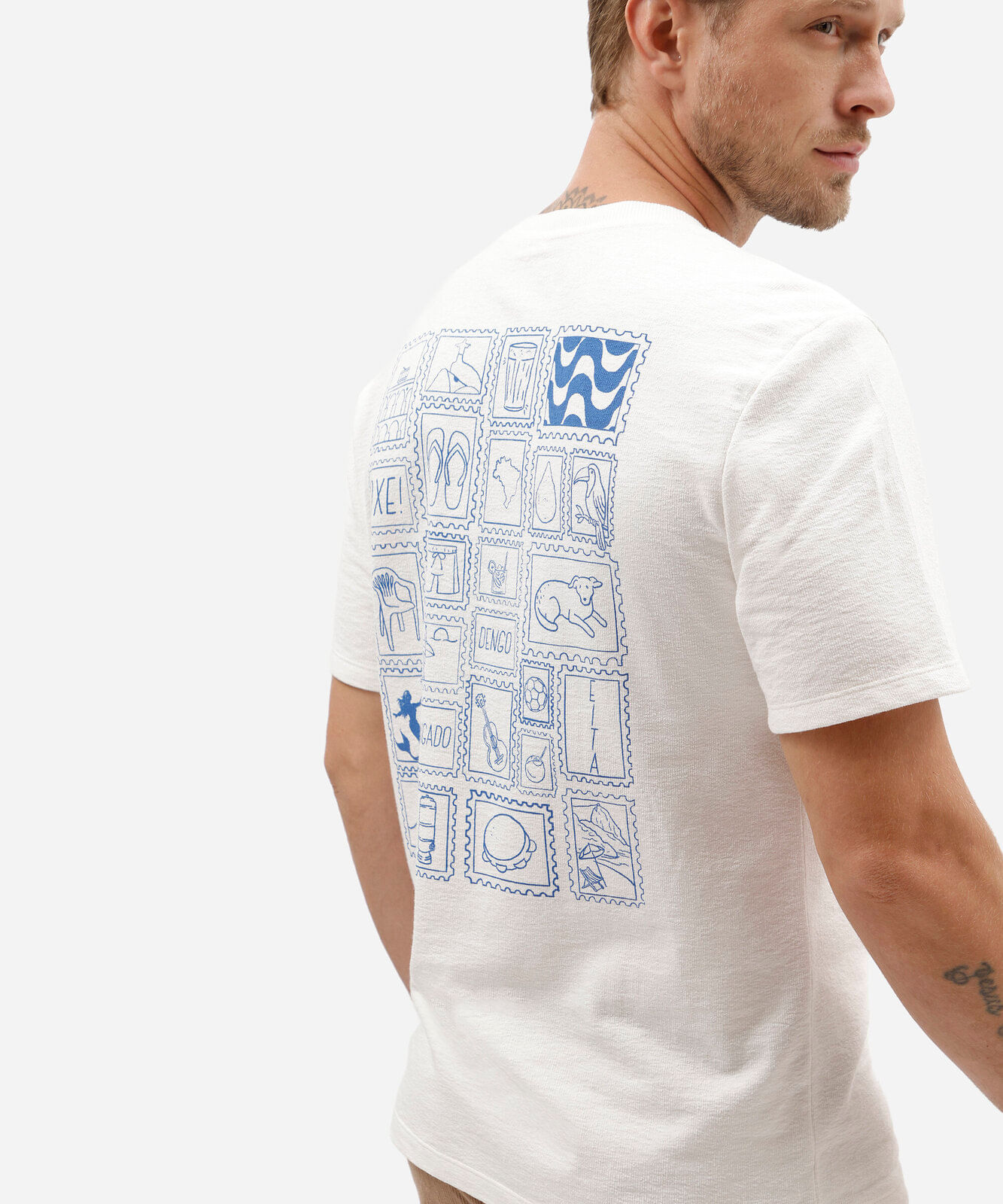 camiseta masculina de algodão estampada brasilcore off white
