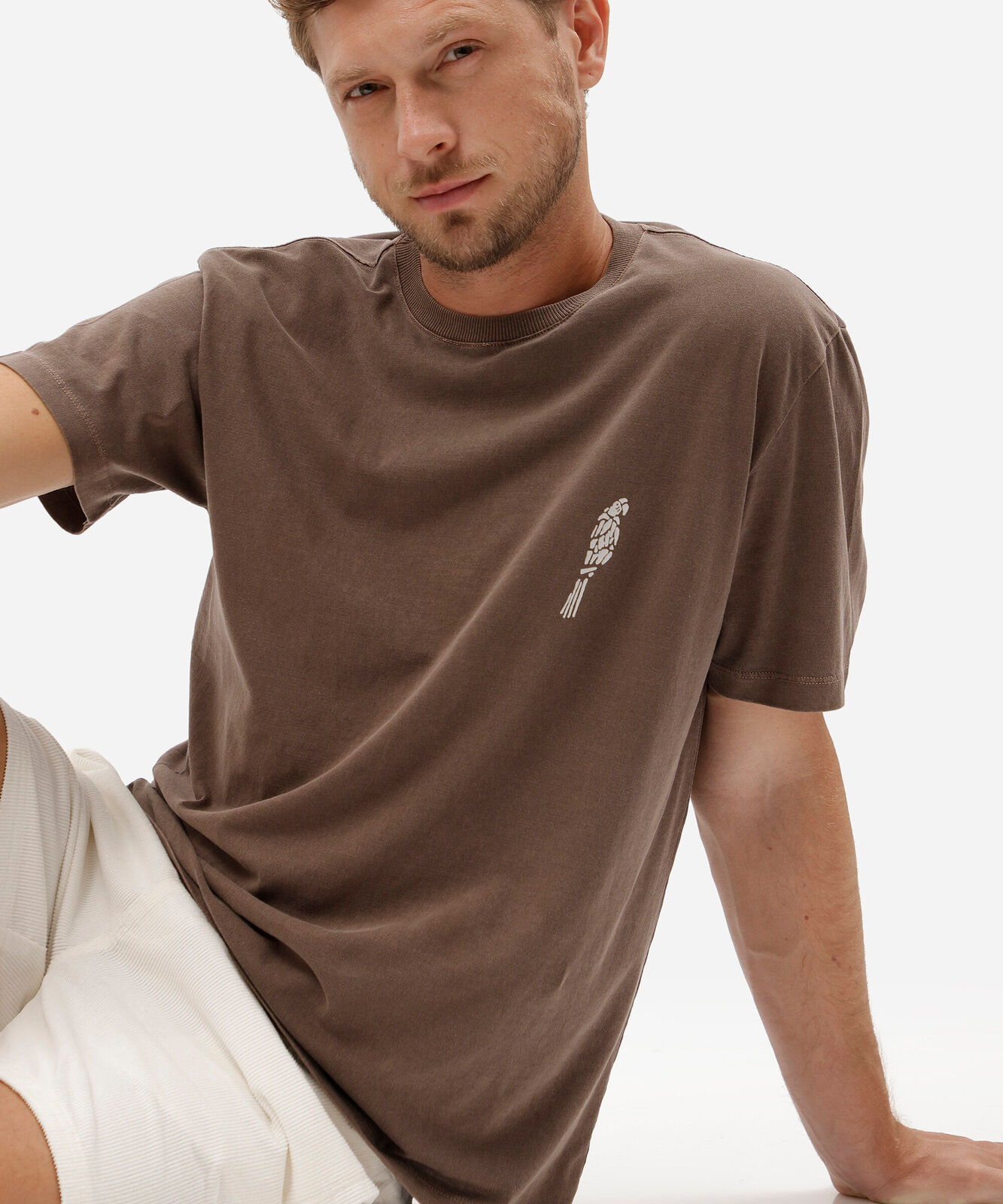 camiseta masculina de algodão brasilidades marrom