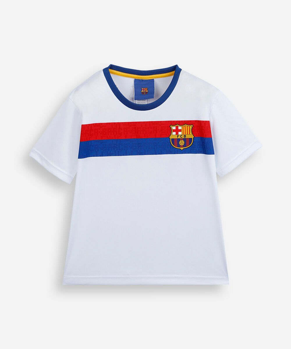 camiseta infantil manga curta barcelona colorida