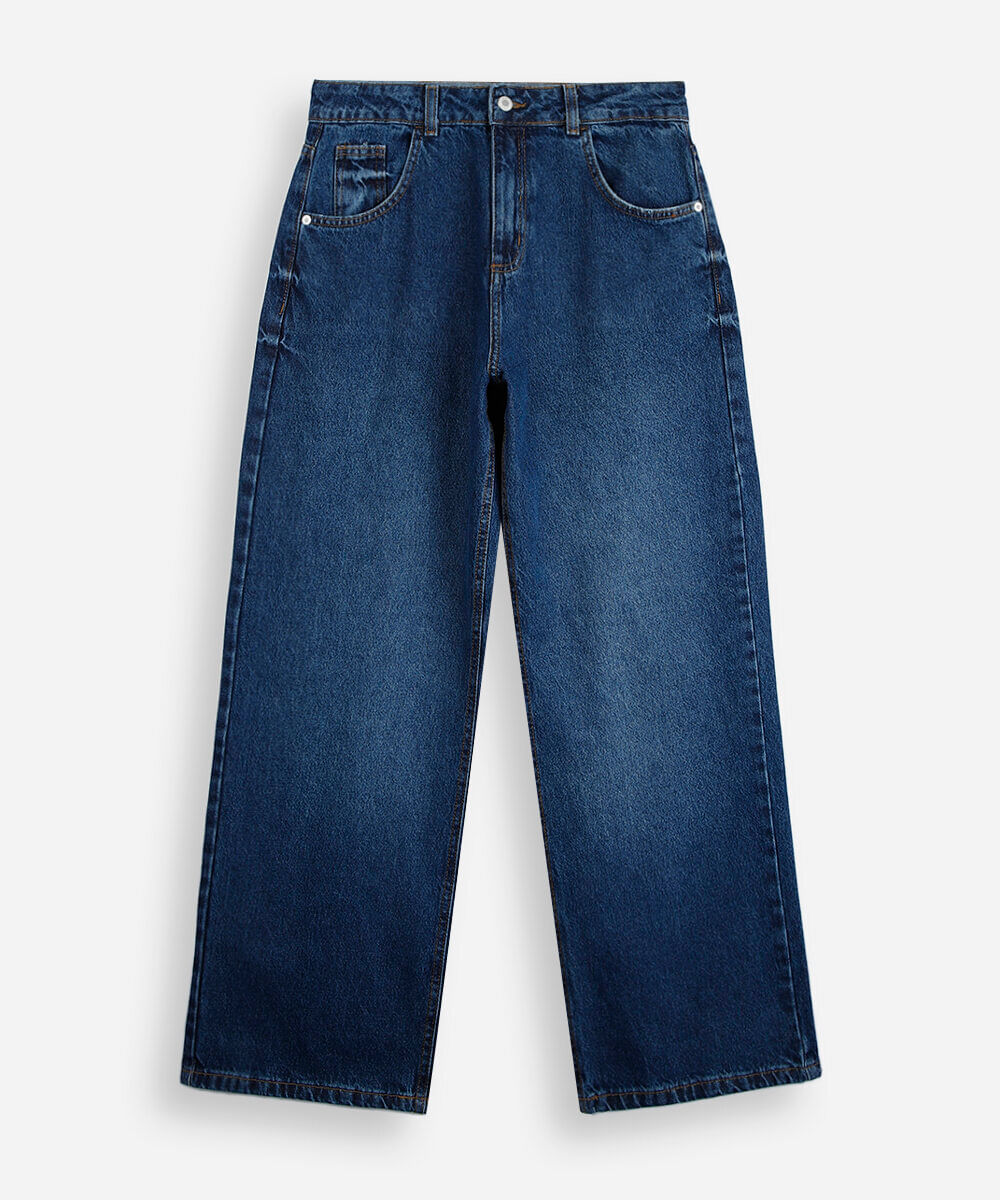 calça juvenil baggy jeans azul