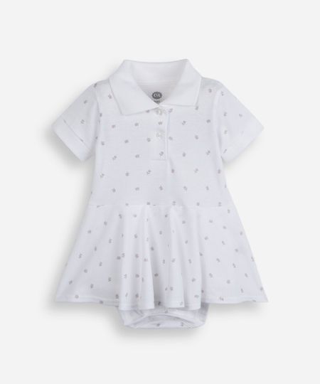 body infantil polo vestido manga curta estampado liberty off white 9-12