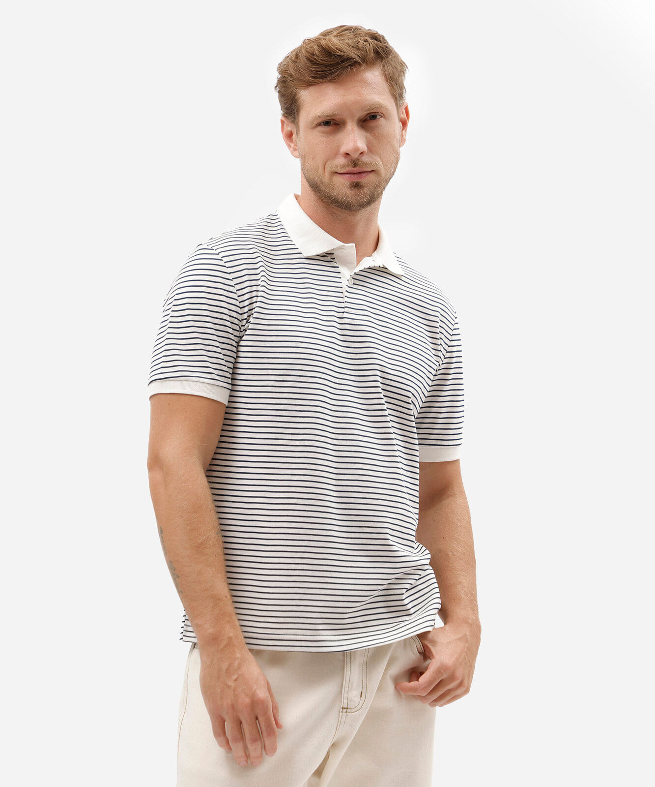 polo comfort masculina manga curta listrada azul