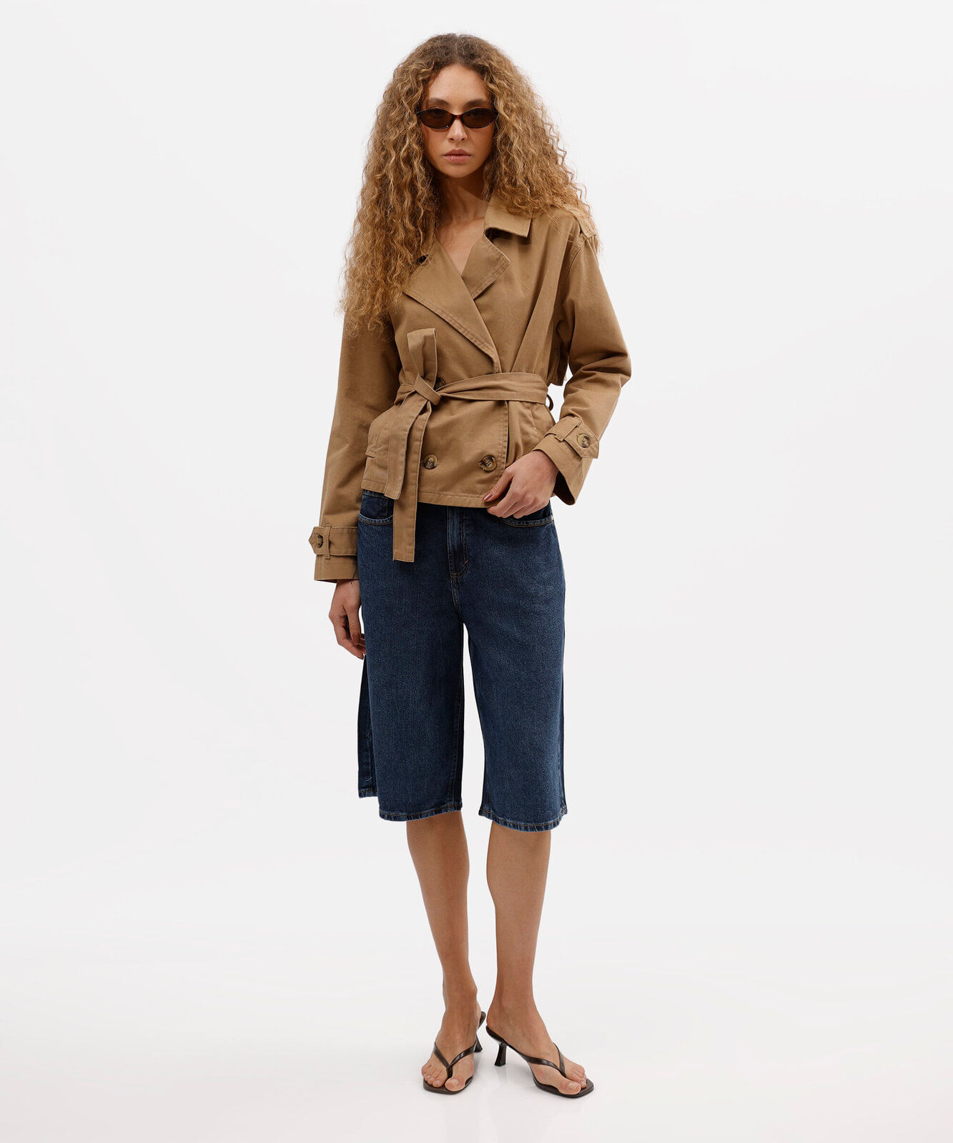 bermuda jorts feminina jeans cintura alta azul