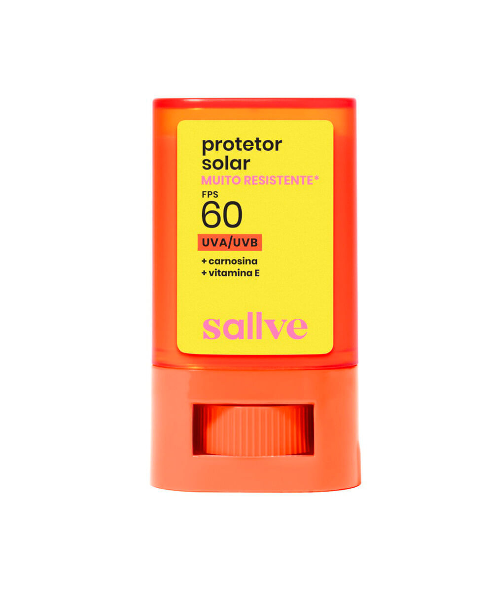 protetor solar facial sallve em bastão invisível fps 60 com carnosina 15g