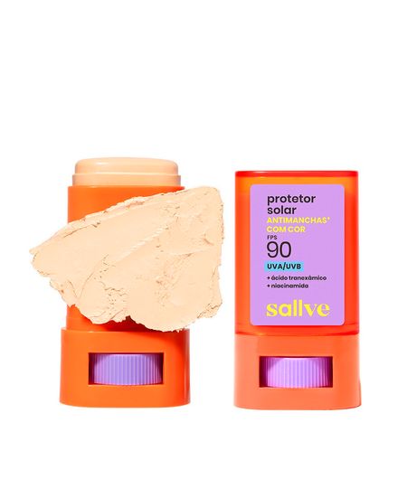 protetor solar facial sallve em bastão antimanchas fps 90 com cor 1 15 G