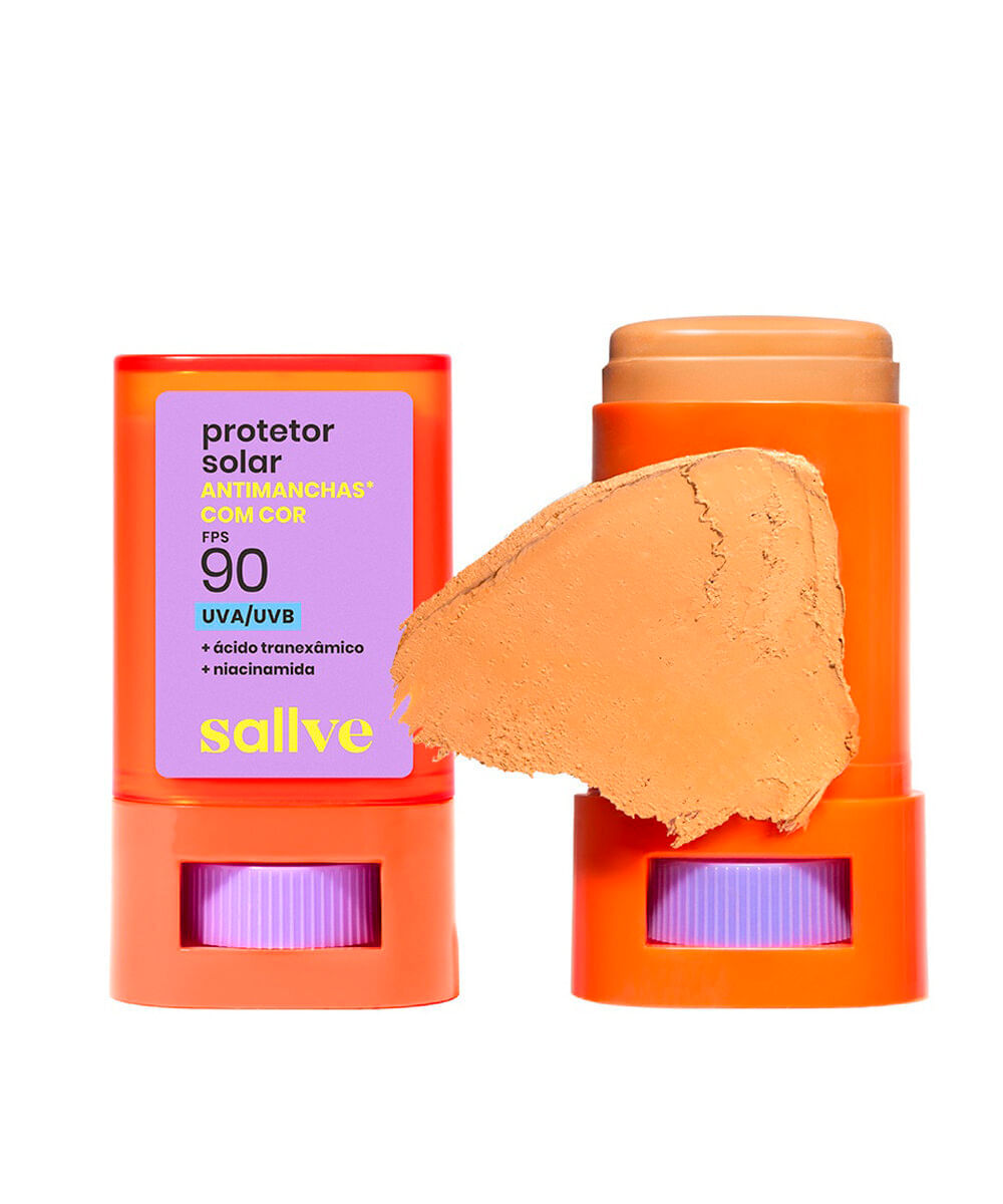 protetor solar facial sallve em bastão antimanchas fps 90 com cor 4