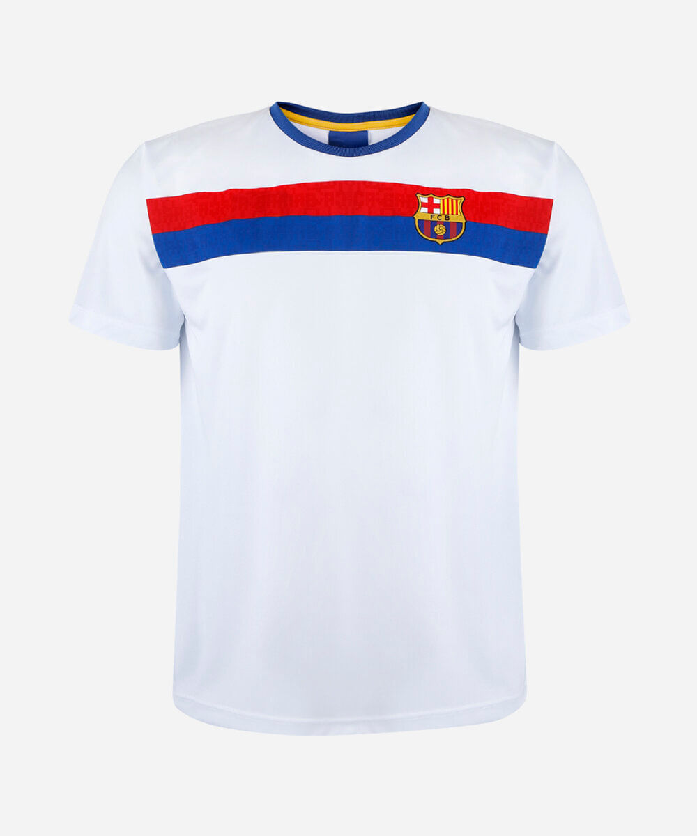 camiseta esportiva juvenil manga curta barcelona off white
