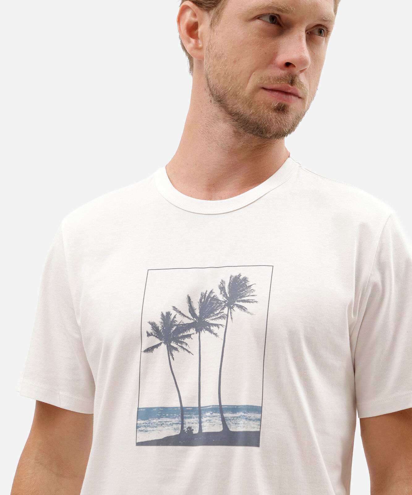 camiseta masculina de algodão manga curta estampada off white