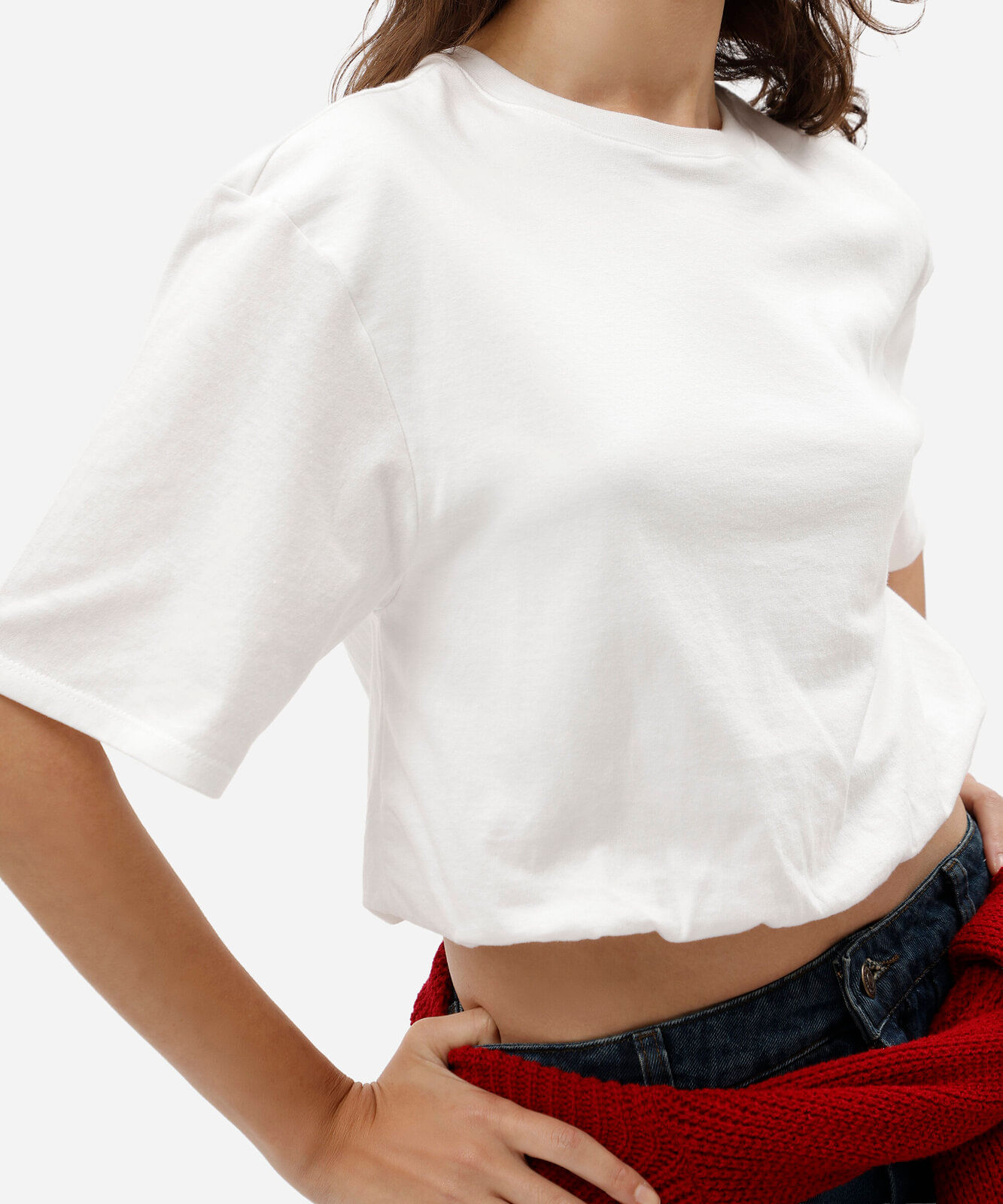 blusa balonê feminina de algodão decote redondo off white
