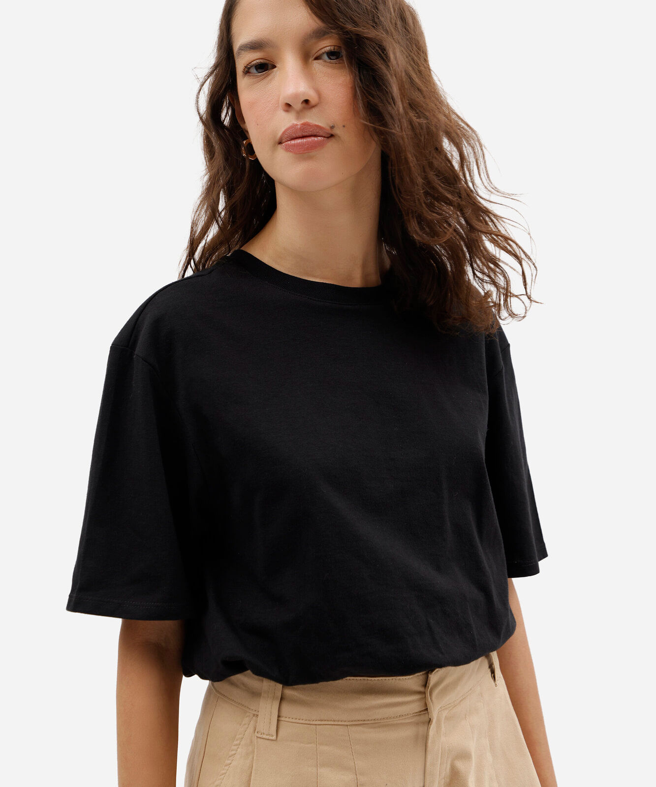 blusa balonê feminina de algodão decote redondo preta