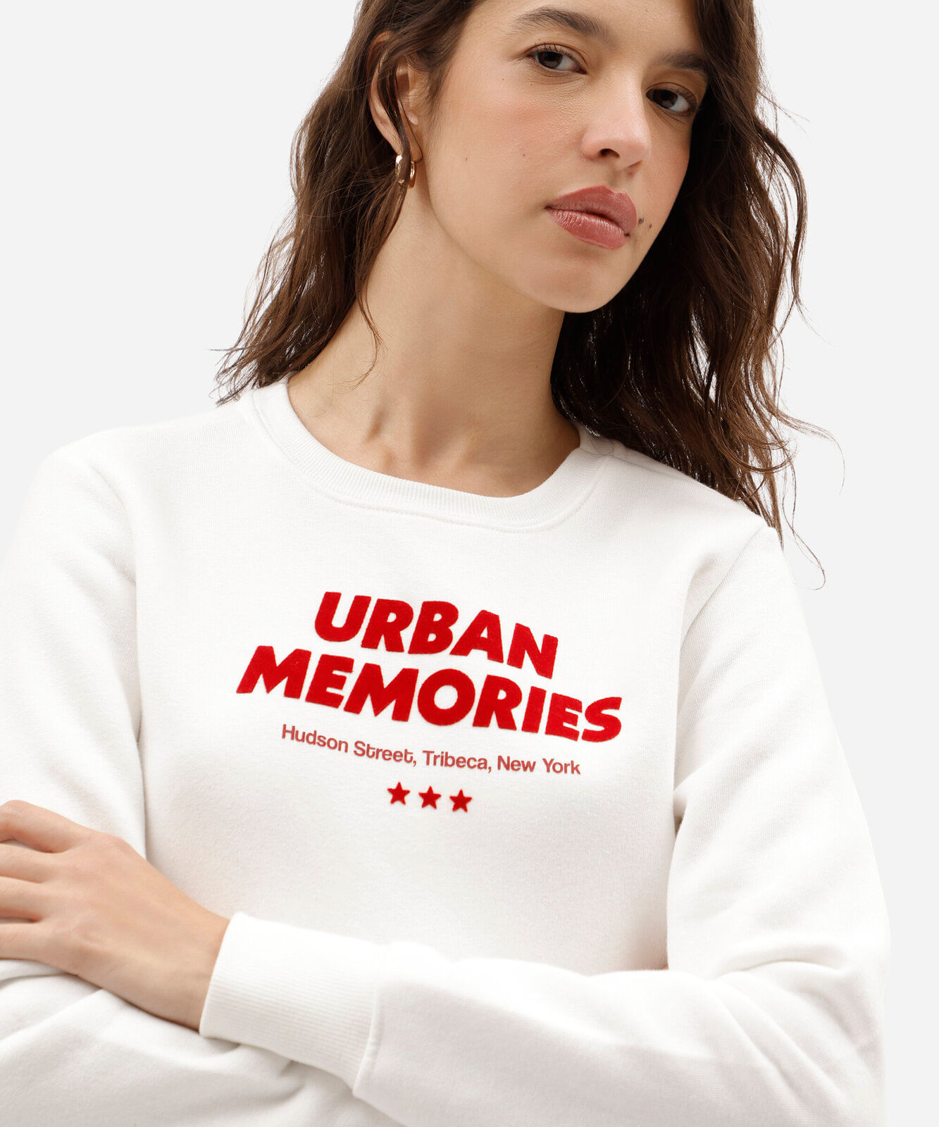 blusão feminino de moletom estampado off white