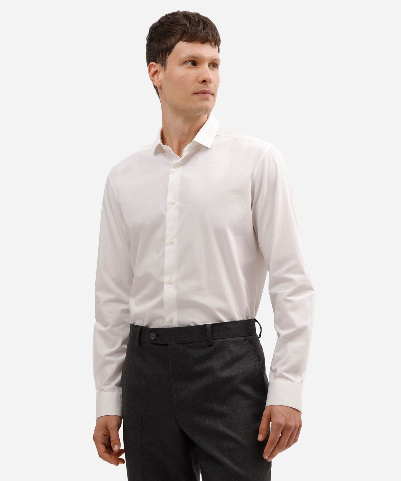 camisa masculina de algodão manga longa branca