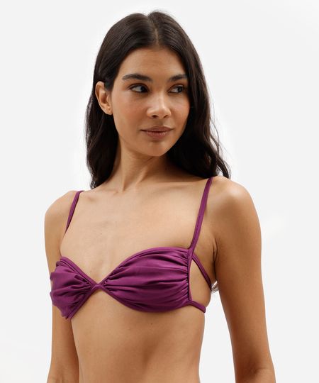 biquíni top triângulo feminino franzido roxo P
