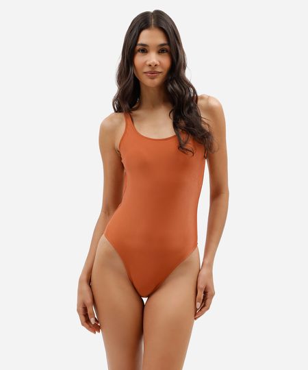 maiô feminino decote redondo marrom G