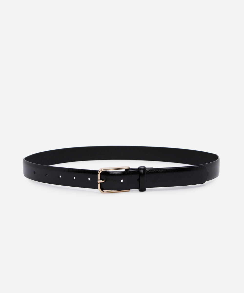 cinto croco com fivela retangular preto