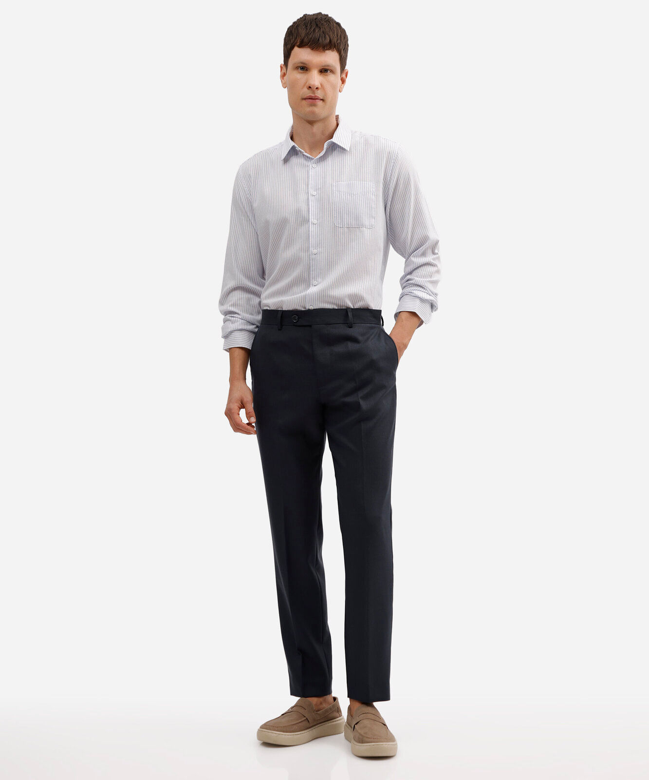 calça slim masculina de alfaiataria azul