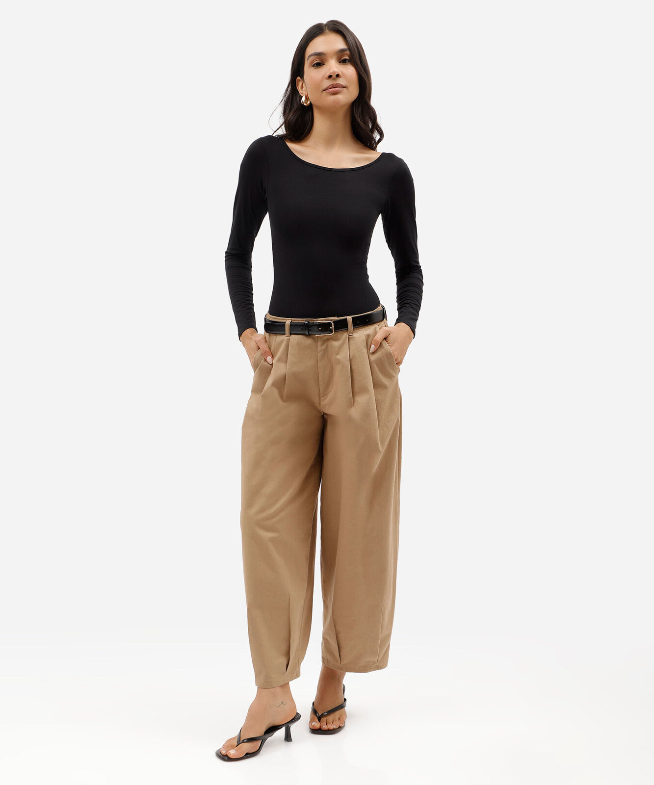 body feminino de modal decote canoa manga longa preto