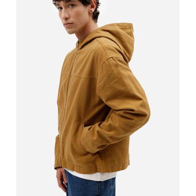 jaqueta masculina de sarja com capuz marrom