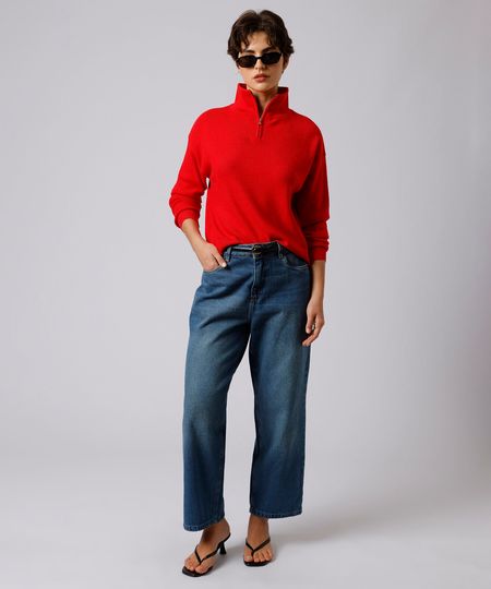 calça reta roma petit feminina jeans mindset azul 40