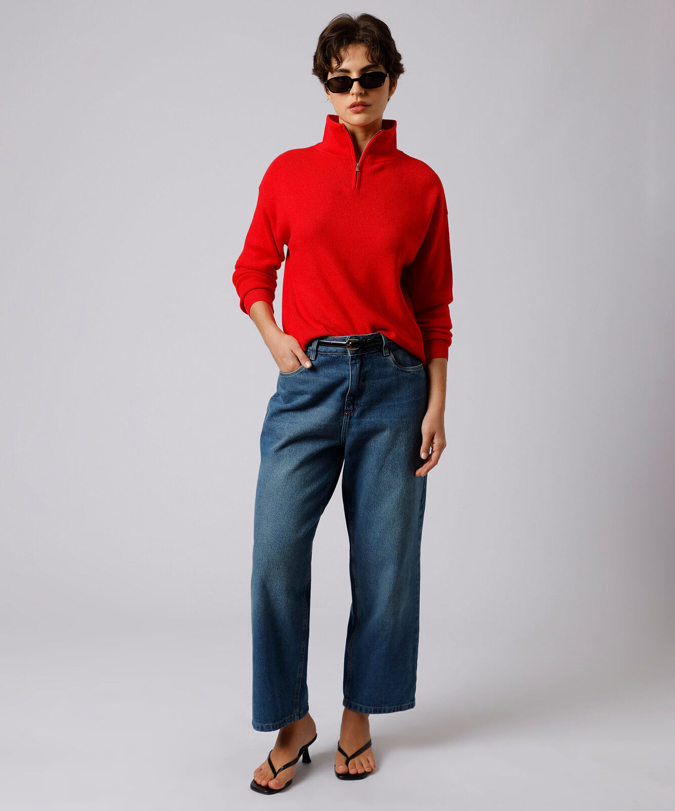 calça reta roma petit feminina jeans mindset azul