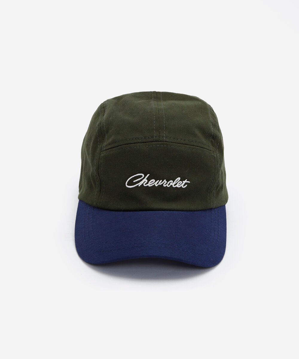 boné masculino 5 panel chevrolet com bordado em lona de algodão azul