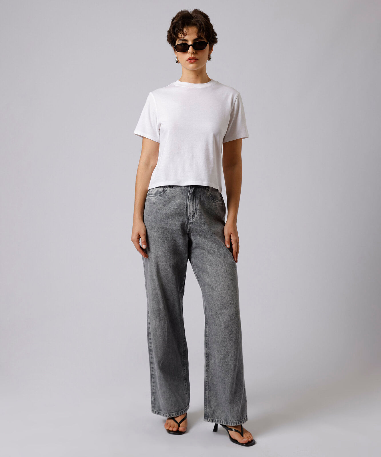 calça reta roma feminina jeans mindset cinza