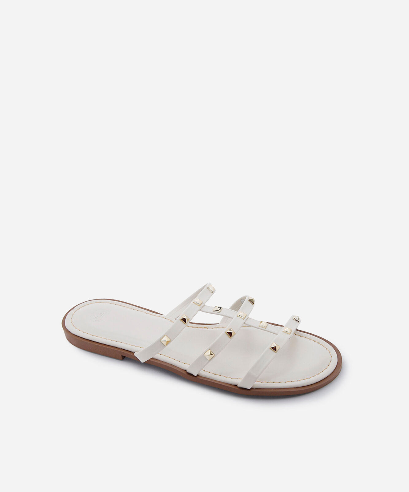 rasteirinha feminina com tachas off white