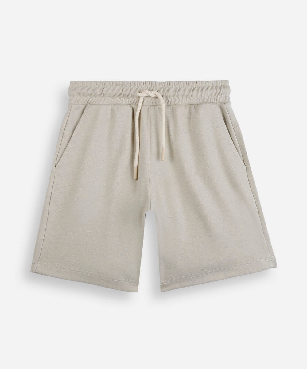 short infantil de moletom bege