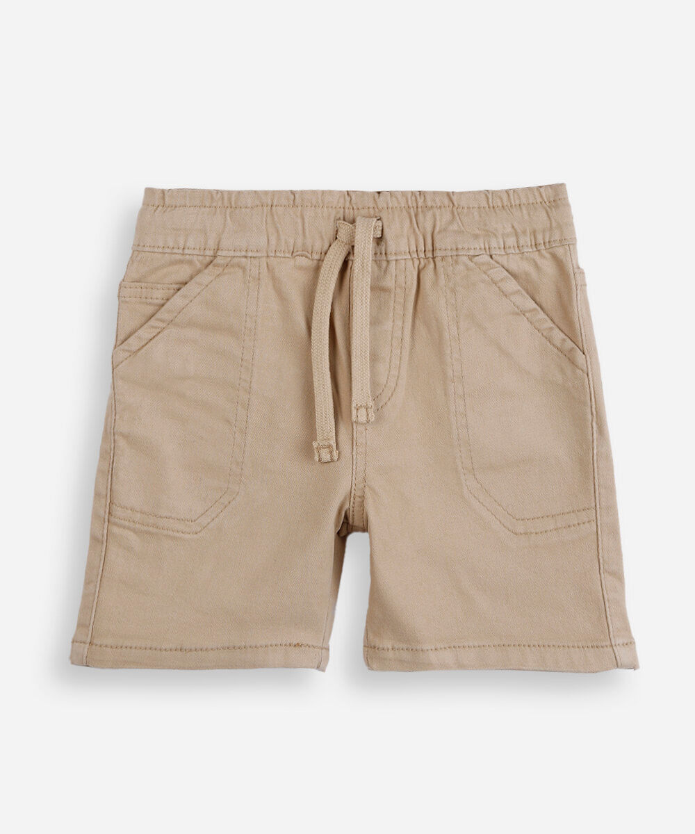 bermuda infantil de sarja confort com bolso bege