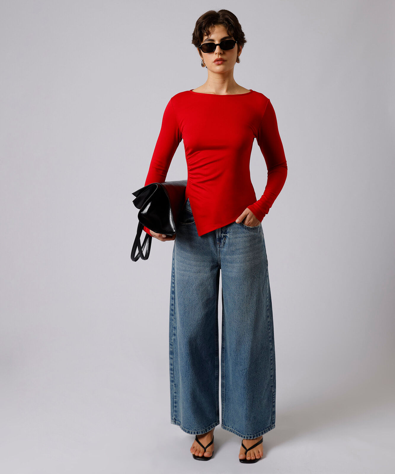 calça wide leg chicago petit feminina jeans mindset azul