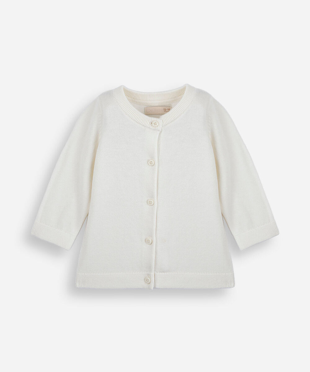 cardigan infantil de tricot bege