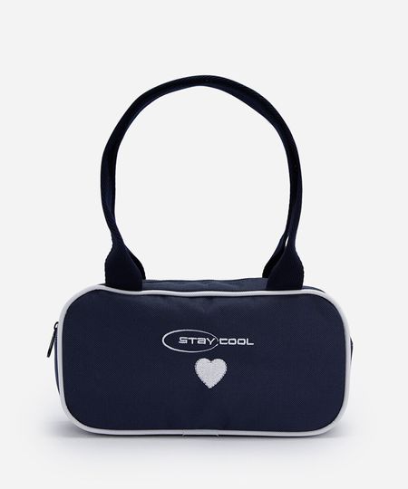 bolsa baguete infantil com bordado azul UNICO