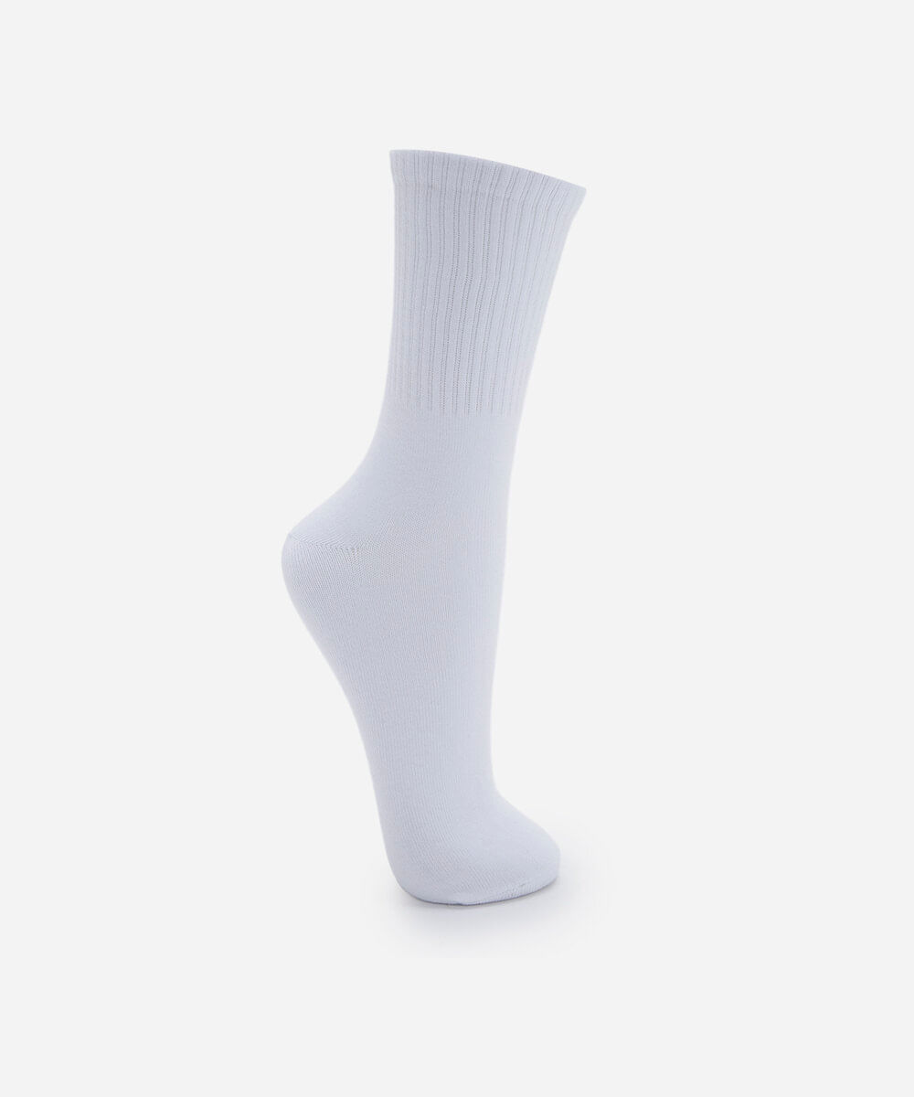 meia masculina cano longo de algodão básica branca