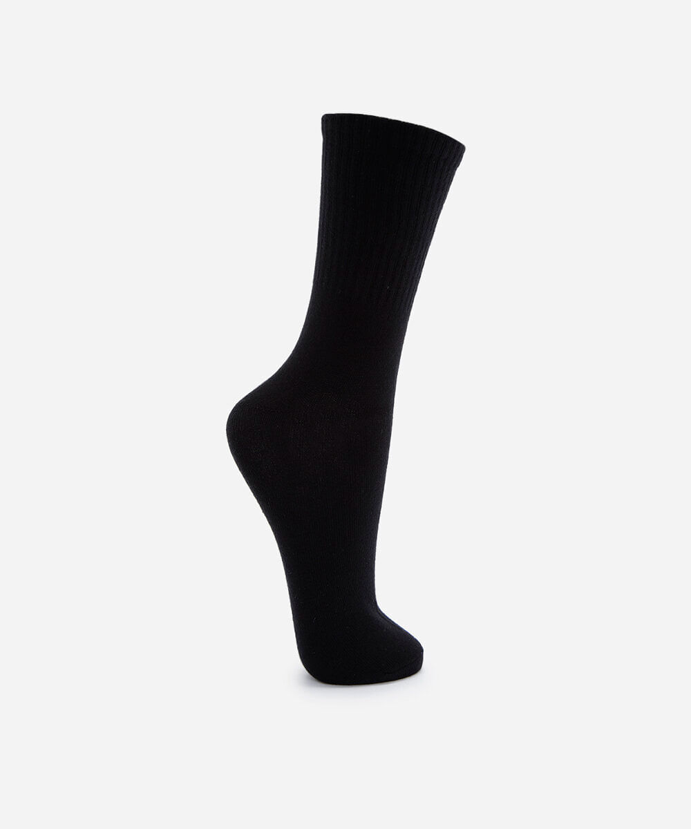 meia masculina cano longo de algodão básica preta