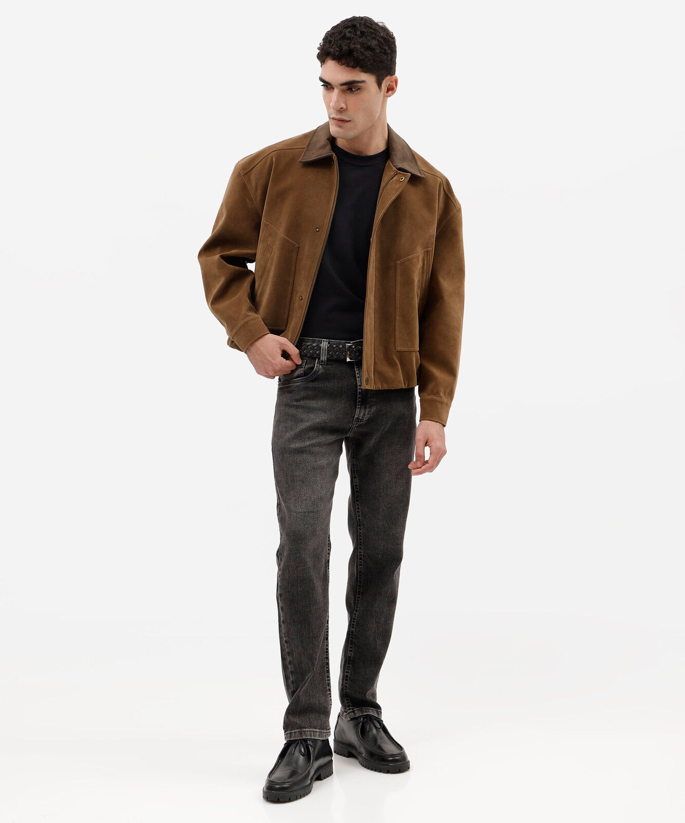 calça slim masculina jeans estonada preta