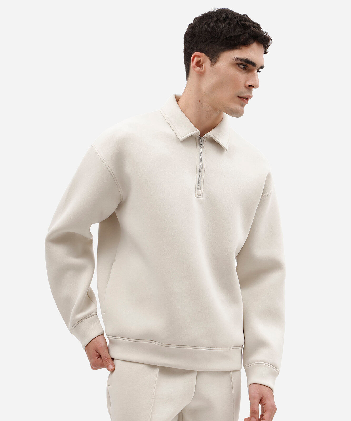 blusão masculino de moletom com zíper off white