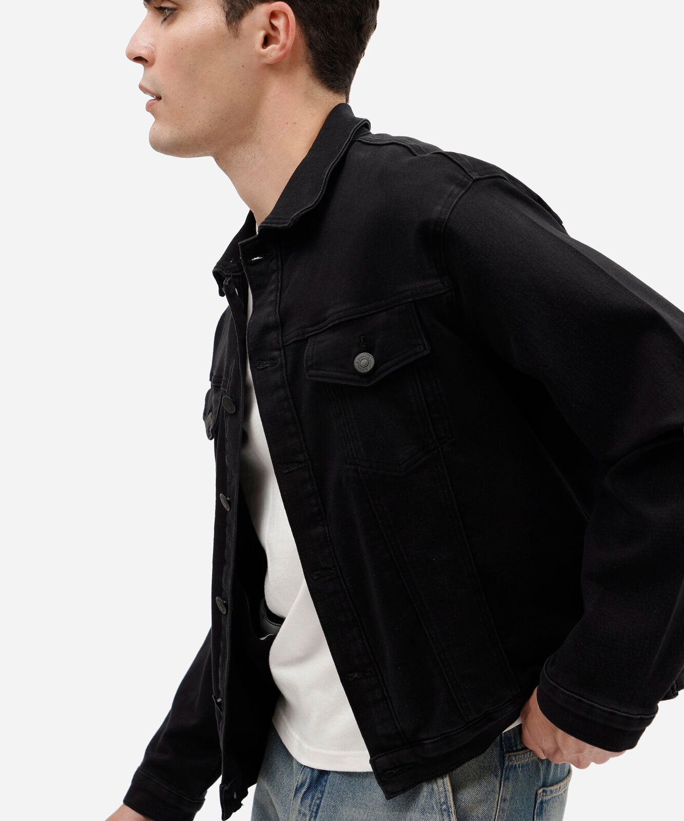 jaqueta masculina jeans preta
