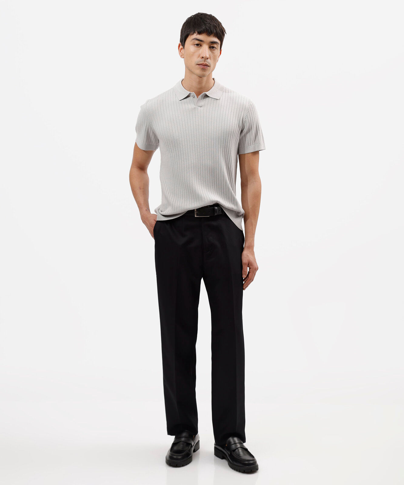 calça reta de alfaiataria masculina preta