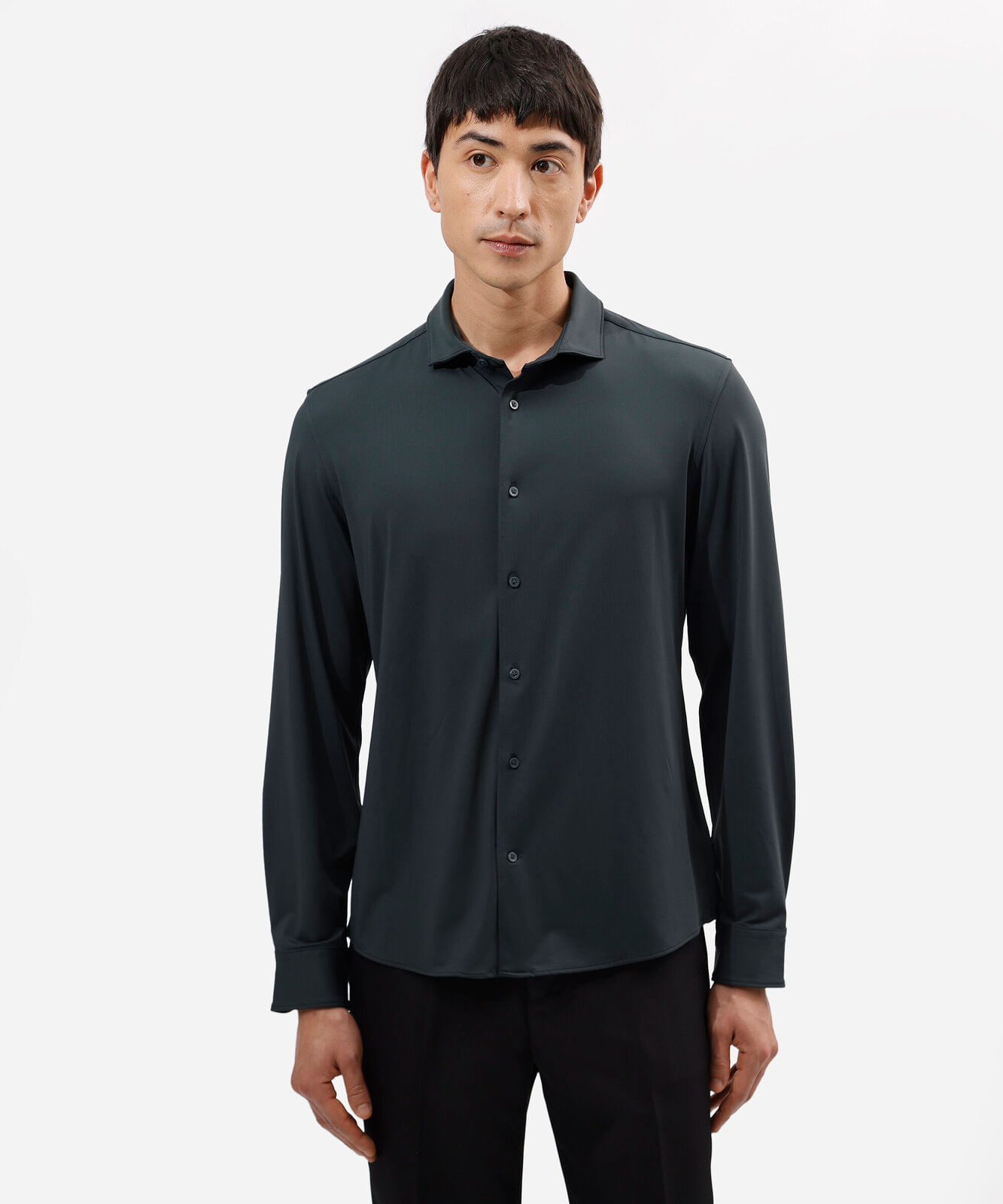 camisa slim fit masculina de poliamida manga longa verde