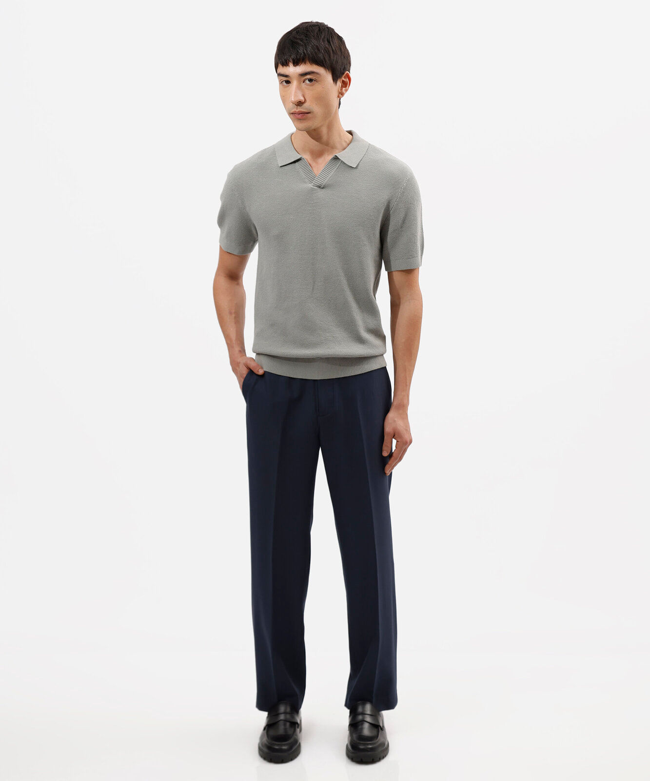 calça de alfaiataria masculina reta azul