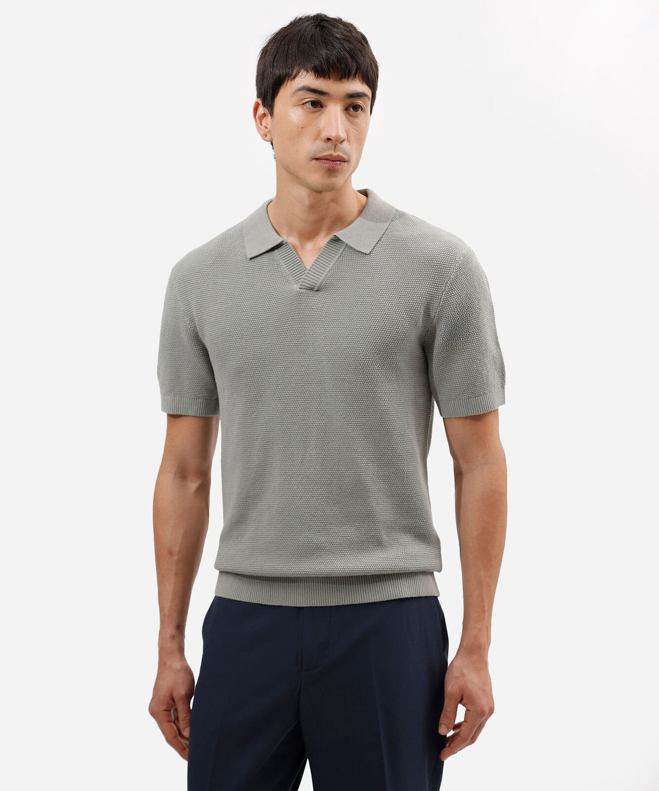polo box fit masculina de tricot manga curta verde