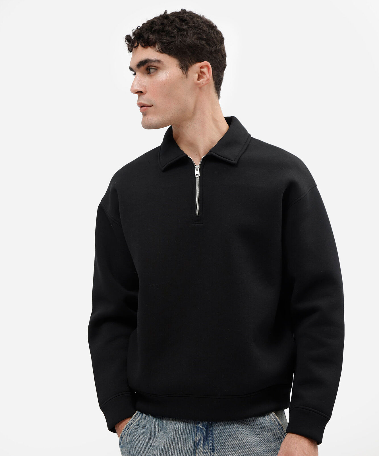 blusão masculino de moletom com zíper preto